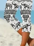 Women Elephant Capris Elastic Waist Pants Casual Summer Trousers