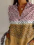 Women Polka Dots Long Sleeve Shirt Spring/Fall Buckle Shirt Collar Daily Casual Top
