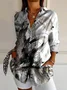 Women Abstract Long Sleeve Shirt Spring/Fall Buckle Shirt Collar Daily Casual Top