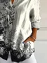 Women Floral Long Sleeve Shirt Spring/Fall Buckle Shirt Collar Daily Casual Top