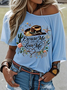 Women Letter Pattern Short Sleeve Tee T-shirt Crew Neck Vintage Summer Top