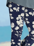 Women Floral Capris Elastic Waist Pants Casual Summer Trousers