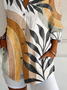 Women Geometric Long Sleeve Shirt Spring/Fall Buckle Shirt Collar Daily Casual Top