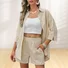 Women Plain Two-Piece Set Daily Three Quarter Sleeve Casual Spring/Fall Top With Pants Matching Set