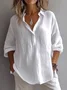 Women Plain Three Quarter Sleeve Blouse Spring/Fall V Neck Daily Casual Top