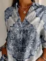 Women Floral Long Sleeve Shirt Spring/Fall Buckle Shirt Collar Daily Casual Top
