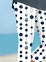 Women Polka Dots Capris Elastic Waist Pants Casual Summer Trousers