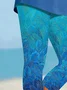 Women Floral Capris Elastic Waist Pants Casual Summer Trousers