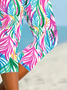 Women Floral Capris Elastic Waist Pants Casual Summer Trousers