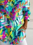 Women Floral Long Sleeve Shirt Spring/Fall Buckle Shirt Collar Daily Casual Top