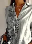 Women Floral Long Sleeve Shirt Spring/Fall Buckle Shirt Collar Daily Casual Top