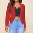 Women Plain Spring/Fall Outerwear Casual Zipper Long Sleeve Crop Blazer