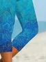 Women Floral Capris Elastic Waist Pants Casual Summer Trousers