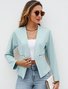 Women Plain Spring/Fall Outerwear Casual Zipper Long Sleeve Crop Blazer