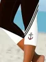 Women Anchor Capris Elastic Waist Pants Casual Summer Trousers