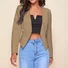 Women Plain Spring/Fall Outerwear Casual Zipper Long Sleeve Crop Blazer