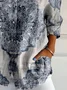 Women Floral Long Sleeve Shirt Spring/Fall Buckle Shirt Collar Daily Casual Top
