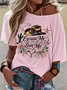 Women Letter Pattern Short Sleeve Tee T-shirt Crew Neck Vintage Summer Top
