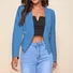 Women Plain Spring/Fall Outerwear Casual Zipper Long Sleeve Crop Blazer
