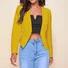Women Plain Spring/Fall Outerwear Casual Zipper Long Sleeve Crop Blazer
