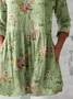 Women Floral Long Sleeve Shirt Spring/Fall Printing V Neck Daily Casual Top