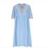 Women Plain Half Sleeve Summer Split Joint Dress V Neck Daily Casual Maxi Fit & Flare Dress A-Line Dress