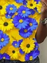 Women Floral Short Sleeve Tee T-shirt Crew Neck Printing Casual Summer Graphic Tee Top