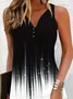 Women Abstract Sleeveless Summer Printing Dress Notched Daily Casual Mini Tank H-Line Dress