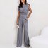 Women Plain Irregular Craftsmanship Two-Piece Set Daily Sleeveless Casual Summer Top With Pants Matching Set