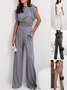 Women Plain Irregular Craftsmanship Two-Piece Set Daily Sleeveless Casual Summer Top With Pants Matching Set