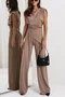 Women Plain Irregular Craftsmanship Two-Piece Set Daily Sleeveless Casual Summer Top With Pants Matching Set