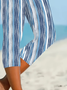 Women Striped Capris Elastic Waist Pants Casual Summer Trousers