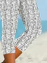 Women Striped Capris Elastic Waist Pants Casual Summer Trousers