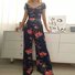 Women Striped Off The Shoulder Short Sleeve Casual Summer Jumpsuit