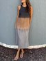 Women Ombre Sleeveless Summer Dress Crew Neck Daily Casual Maxi Flowy Dress A-Line Dress