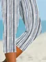 Women Striped Capris Elastic Waist Pants Casual Summer Trousers