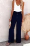 Women Plain Long Elastic Waist Pants Casual Spring/Fall Trousers