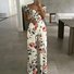 Women Striped Off The Shoulder Short Sleeve Casual Summer Jumpsuit