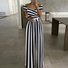 Women Striped Off The Shoulder Short Sleeve Casual Summer Jumpsuit
