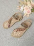 Bohemian Ethnic Style Women's Shoes Summer Fashion Beach Flat Sandals Beaded Diamond Flip Flops Sandals