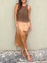 Women Ombre Sleeveless Summer Dress Crew Neck Daily Casual Maxi Flowy Dress A-Line Dress