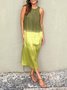 Women Ombre Sleeveless Summer Dress Crew Neck Daily Casual Maxi Flowy Dress A-Line Dress