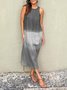 Women Ombre Sleeveless Summer Dress Crew Neck Daily Casual Maxi Flowy Dress A-Line Dress