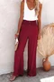 Women Plain Long Elastic Waist Pants Casual Spring/Fall Trousers