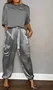 Women Plain Pocket Stitching Two-Piece Set Daily Half Sleeve Casual Summer Top With Pants Matching Set
