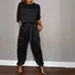 Women Plain Pocket Stitching Two-Piece Set Daily Half Sleeve Casual Summer Top With Pants Matching Set