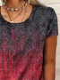 Women Abstract Short Sleeve Tee T-shirt Crew Neck Printing Casual Summer Graphic Tee Top
