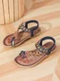 Bohemian Ethnic Style Women's Shoes Summer Fashion Beach Flat Sandals Beaded Diamond Flip Flops Sandals