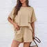 Women Plain Pocket Stitching Dolman Sleeve Two-Piece Set Daily Half Sleeve Casual Summer Top With Pants Matching Set