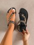 Bohemian Ethnic Style Women's Shoes Summer Fashion Beach Flat Sandals Beaded Diamond Flip Flops Sandals